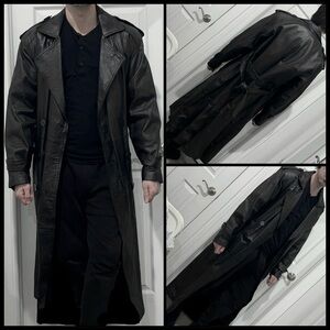 The Crow Eric Draven Long Black Leather Trench Coat Large